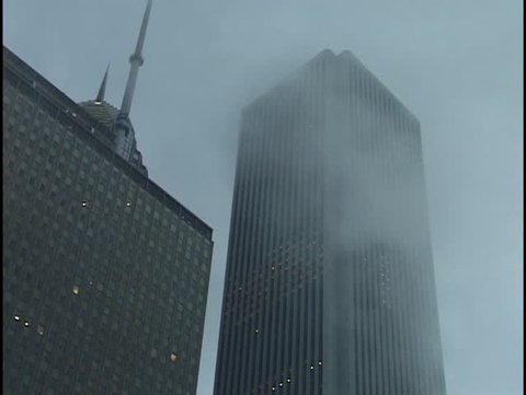 chicago amoco building in clouds