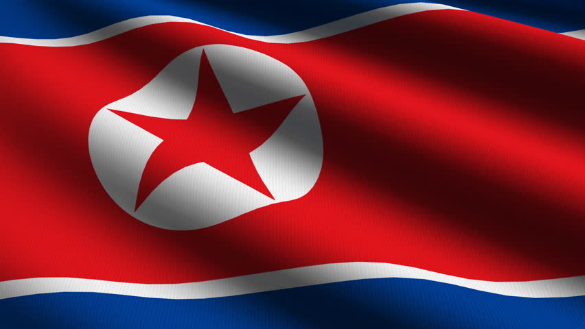 North Korean Close up waving flag - HD loop 