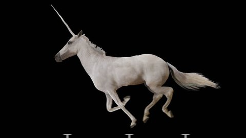 Unicorn runs gallop. Isolated and cyclic animation.