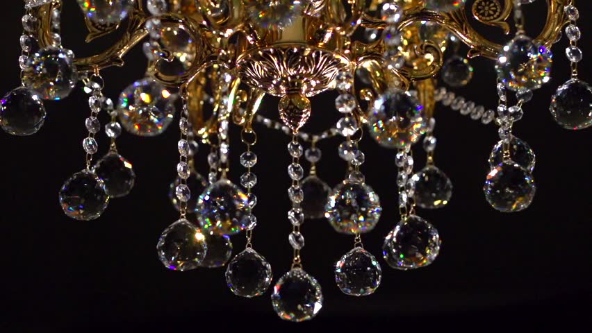 Gold Chandelier On a Dark Stock Footage Video (100% Royalty-free