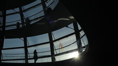 The view of the insight of the Reichstag glass dome. Berlin
