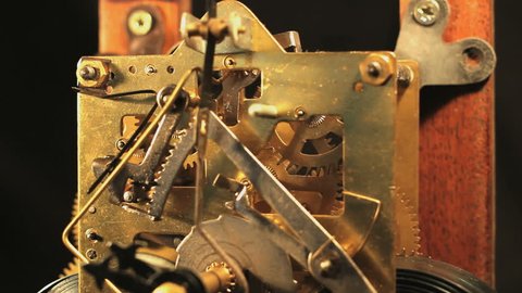 Gear system of an antique clock, close up