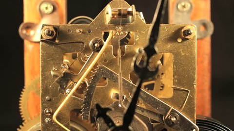 Gear system of an antique clock, close up