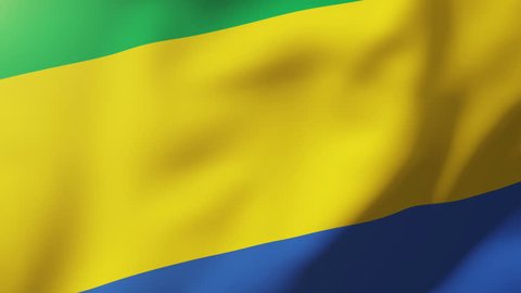 Gabon flag waving in the wind. Looping sun rises style.  Animation loop