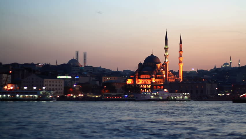 Istanbul Valide Sultan Mosque on dusk
