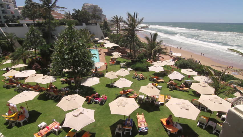 Sunbathers at Umhlanga Rocks Durban South Africa