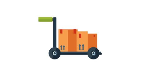 Warehouse shipping and distribution business animated icons set of delivery truck box forklift available in 4k UHD FullHD and HD 3d video animation footage