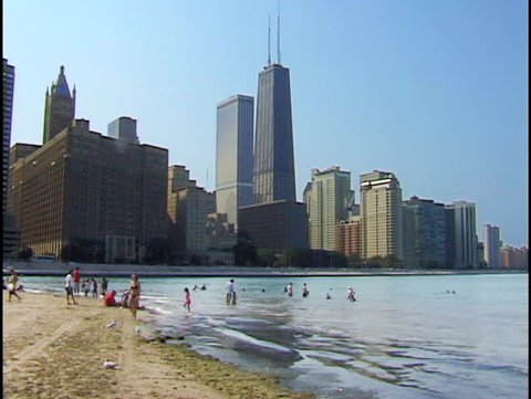chicago beach with hancock building
