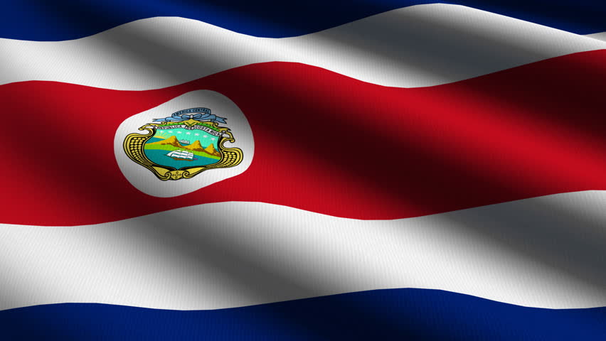 Costa Rican Close up waving flag - HD loop 