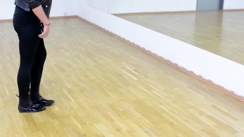young attractive woman dancing - hall - mirror with door