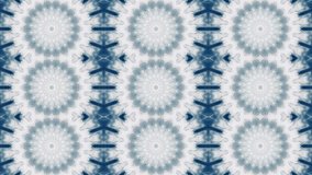 Amazing abstract cloudy sky kaleidoscopic pattern in blue and white concentric flowers in rows. Great ornamental animated background for excellent design. Adorable seamless loopable HD video clip.
