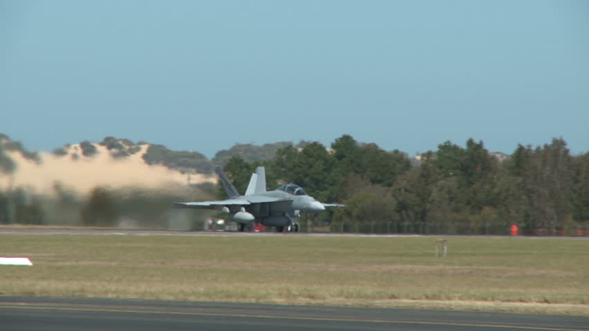 An F18 Super Hornet taking off