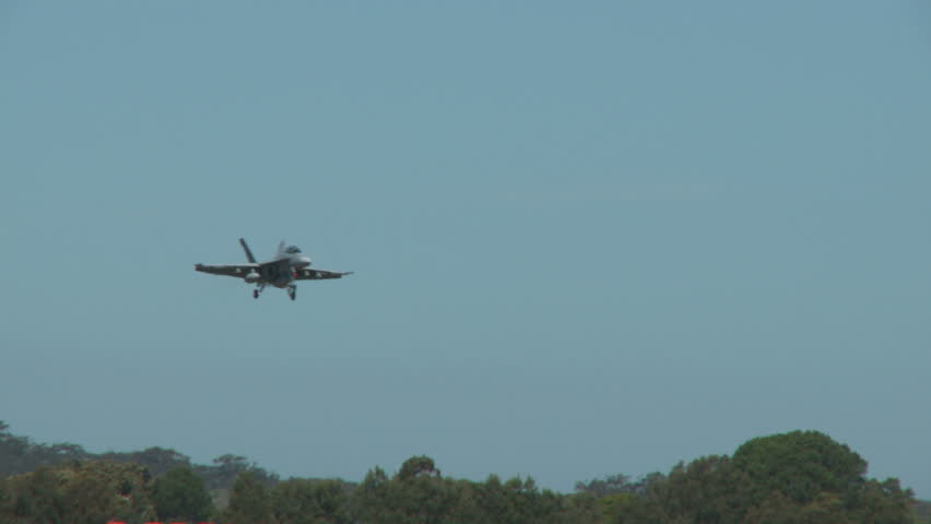 An F18 Super Hornet landing