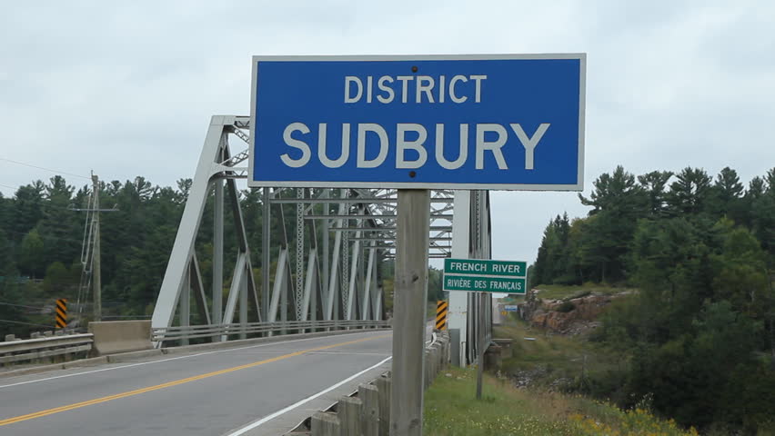 Sudbury district sign. French River, Ontario, Canada.