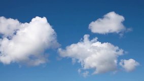 White Clouds on Bright Blue Sky Footage Video