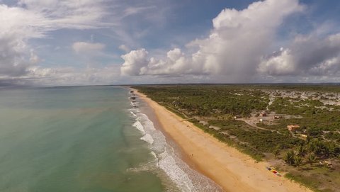 Flying over Caraivas beach, a paradise in Bahia, Brazil