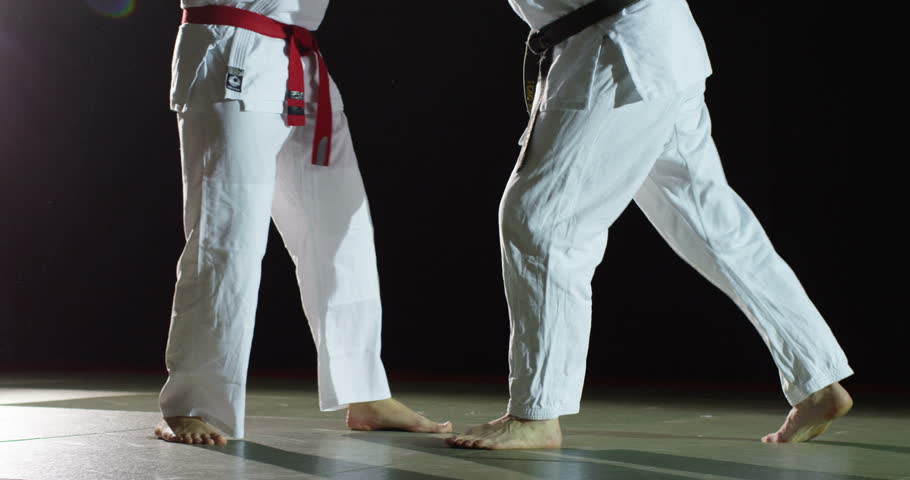 Two martial arts athletes during practice Royalty-Free Stock Footage #9506798