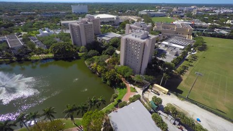 Aerial video of a university camppus in South Florida 4k
