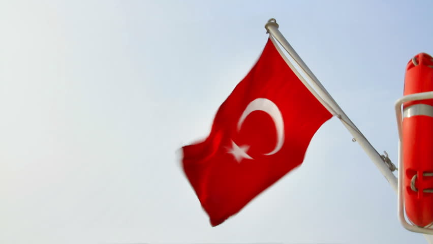 Turkish Flag waving on the sky. Seamless loop