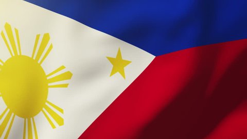 Philippines flag waving in the wind. Looping sun rises style.  Animation loop
