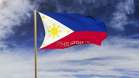 Philippines flag with title waving in the wind. Looping sun rises style.  Animation loop