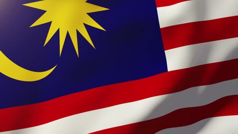 Malaysia flag waving in the wind. Looping sun rises style.  Animation loop