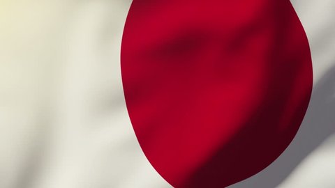 Japan flag waving in the wind. Looping sun rises style.  Animation loop