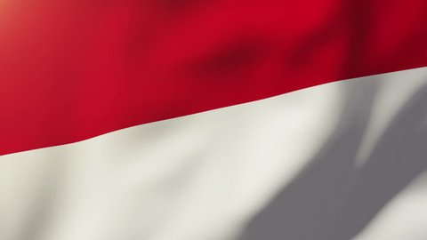 Indonesia flag waving in the wind. Looping sun rises style.  Animation loop