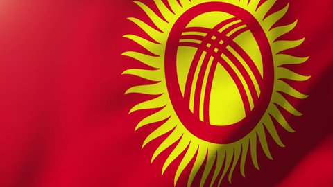 Kyrgyzstan flag waving in the wind. Looping sun rises style.  Animation loop