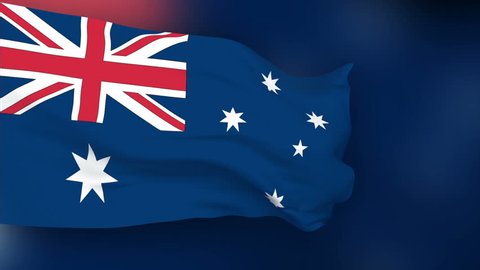 Australia Flag slowly waving in the wind. Silk material. Flag color background. Seamless, 8 seconds long loop.