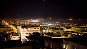 The moon hides behind the fog of San Francisco