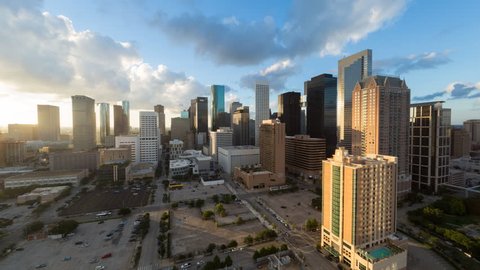 Houston - CIRCA DECEMBER 2013: City skyline, day to night