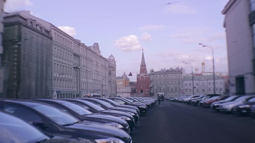 Governmental cars  at parking near  Kremlin  of Russian.