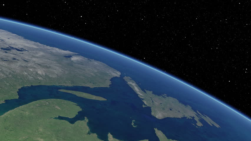 Simulated International Space Station earth orbit flyover of the North American Atlantic coast from Nova Scotia to New York (cloudless). Available in UHD and DCI 2K/4K sizes, by request.