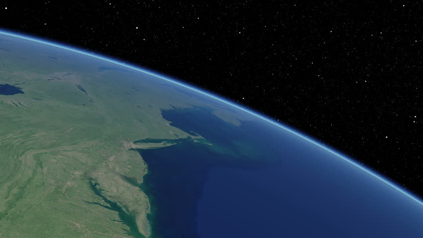 Simulated International Space Station earth orbit flyover of the North American Atlantic coast from New York to Jacksonville, Florida (cloudless). Available in UHD and DCI 2K/4K sizes, by request.