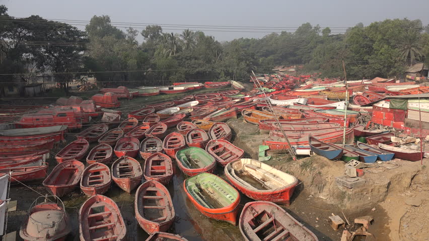 Used lifeboats have been dumped in a riverbed near the shipbreaking yards in Chittagong.