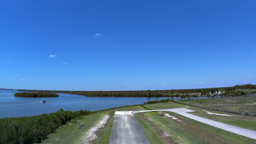 Everglades takeoff, forward view. Everglades National Park aerial views.
