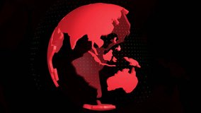 World map on globe red color	