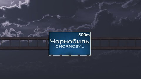 4K Passing under Chornobyl Ukraine Highway Sign at Night with Matte Photo Realistic 3D Animation
4K 4096x2304 ultra high definition
