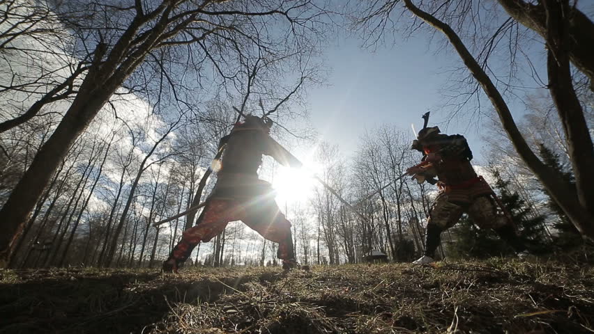Tribe Hunter Gatherers Wearing Animal Skin Holding Stock Footage Video