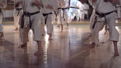 group of people practicing karate kata
