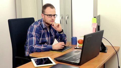 Mature Man Working in Home Stock Footage Video (100% Royalty-free) 4723847 | Shutterstock