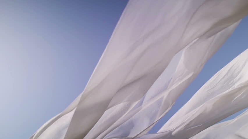 Fluttering white curtains at the open air Royalty-Free Stock Footage #9590333