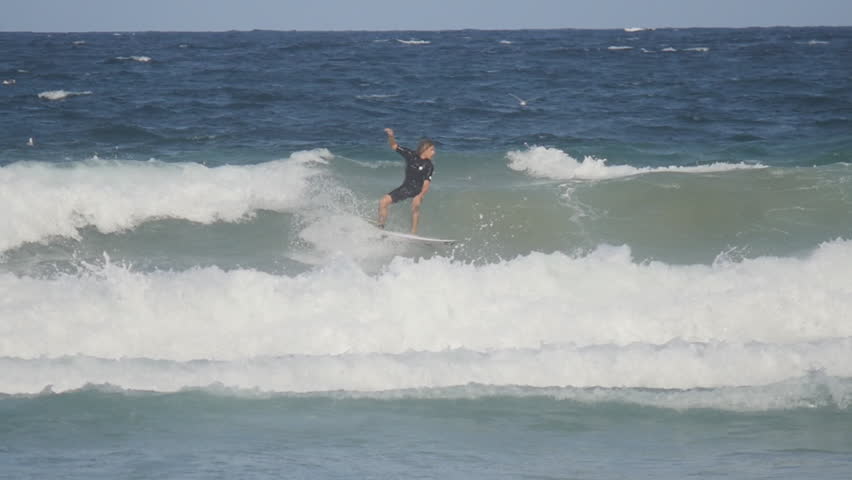 Hurley surf comp female contestant. Manly, Sydney, Australia. Feb 2015. | Shutterstock HD Video #9597710