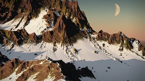 (1243) Wilderness Snow Mountain Peaks Winter Exploration Extreme Adventure Aerial Stock Video