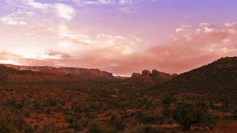 Time lapse clip of sunset over Red Rocks in Sedona, Arizona