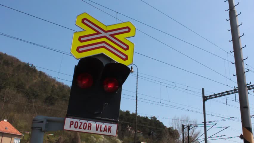 Flashing Railroad Crossing Signal In Stock Footage Video 100 Royalty Free Shutterstock