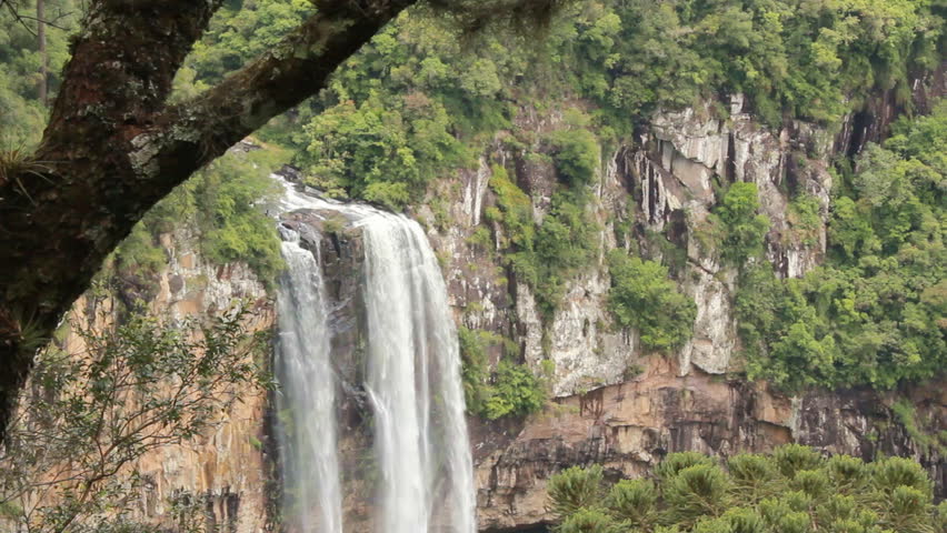 Mid shot (with tree left) of the amazing waterfall in Canela, Brazil.