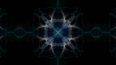 Blue Light kaleidoscope on the black background
