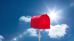 Digital animation of internet icon in the mailbox on blue sky background - Powered by Shutterstock - Get 15% off with code: PIKWIZARD15